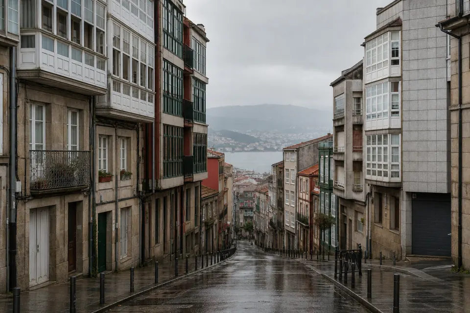 Cédula de habitabilidad en Vigo, calle del centro con edificios de vivienda